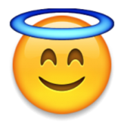 Angel Blushing Smile Emoji PNG 180x180 :Angel-Blushing-Smil